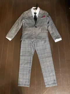 グレー系チェック スーツ 子供用　　140cm