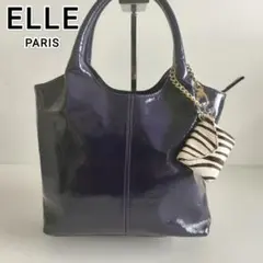 ✨美品✨ ELLE パープル トートバッグ ストライプチャーム付きのサムネイル