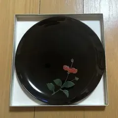 【美品】琉球塗　漆器 盆 ハイビスカスの花　お盆　トレイ