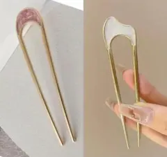 かんざし セット ホワイト ピンク マーブル アレンジ シンプル ヘア