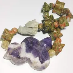 ケープアメジスト ヘビ 蛇 ユナカイト マカバスター 龍頭 ルチル ブレスレット