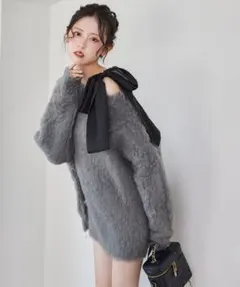 メリーカールチュニックニット&リボンインナー
