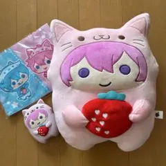 すとぷり　さとみ　ぬいぐるみクッションとポーチとタオル3点セット