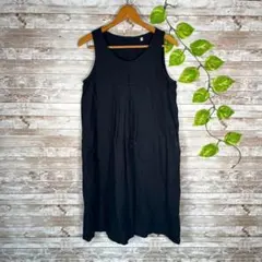 良品計画☆ノースリーブワンピース『M』黒 シャツ カジュアル シンプル 春夏