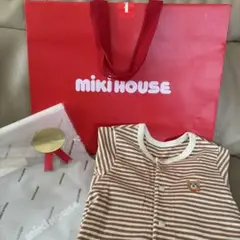 Miki House ミキハウス ホットビスケットストライプロンパース 70cm