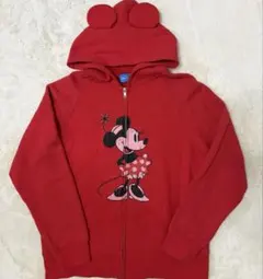 ミニーマウス耳付きフードパーカー レッド