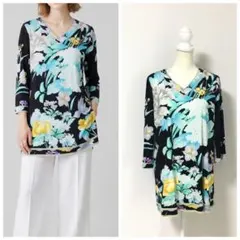 近年美品 LEONARD レオナール カンカン ストレッチ チュニック 44