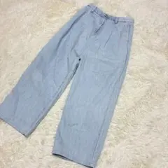 UNIQLO ドレープデニムタックパンツ　ライトブルー ワイドパンツ　S
