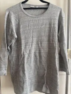 【美品】UNIQLO ワッフルクルーネックTシャツ　7分丈