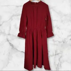 ワインレッド 長袖 フレア ワンピースロングワンピ
