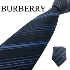 【未使用級】BURBERRY バーバリー ネクタイ ストライプ ブラック