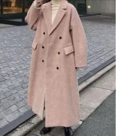 ZARA 新品タグ付きオーバーサイズ ウール混紡コート ピンク定価32990円