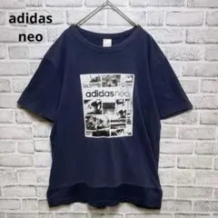 【アディダスネオ】Tシャツ ネイビー レディース Lサイズ プリント 半袖