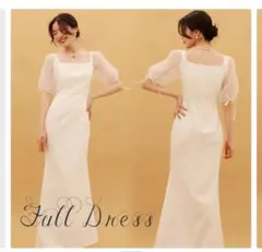 【値下】ウェディング　パーティドレス　パフスリーブ