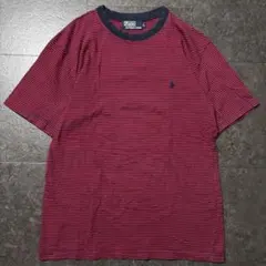 ポロバイラルフローレン 90s Tシャツ ボーダー ポニー刺繍 赤×紺 Lサイズ