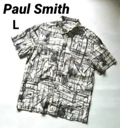 Paul Smith ポールスミス グラフィックプリント半袖シャツ 建築柄 Lのサムネイル