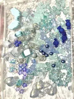 水色系(青系)・アクリルビーズMIX まとめ売り
