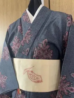 小紋　単衣　紺色　薄手　身丈151cm 惠NA72151