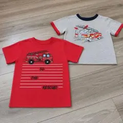 消防車デザイン Tシャツ 110cm 2枚セット