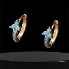 高級！！ターコイズ フラワーピアス イエローゴールドS925 K18コーティング