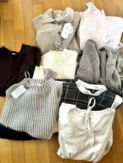 しまむら　ラフラフ　フラッシュブルー　ニット　カーディガン　ワンピース