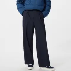UNIQLO ユニクロ　タックワイドパンツ　ネイビー　XL