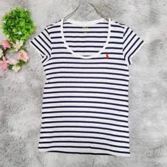 【ポロラルフローレン】 半袖カットソー 丸襟トップス ボーダー （XS） 可愛い