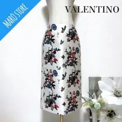 【美品】VALENTINO 刺繍 フラワー ジャガード スカートのサムネイル
