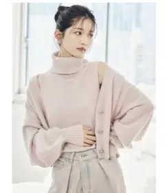 【2点セット】LILY BROWN タートルネックトップス　ビジューカーディガン