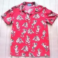 東京ディズニーリゾート ミニーマウス アロハシャツ レッド 開襟シャツ Sサイズ