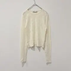 ザラ 長袖トップス　レース風　シアー カットソー アイボリー 白　ホワイト　S