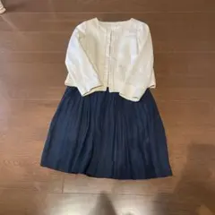 セットアップ　ツイードジャケット　ネイビー　フレアスカート　M