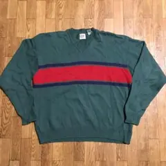 80〜90s 香港製 OLD GAP 白タグ ウール ニットセーター 緑 L