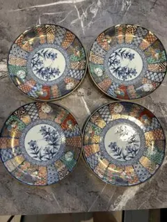 骨董　器　古伊万里　澤瀉屋窓絵七宝紋鷺図大中小三つ揃え　鉢　蔵出し　工芸品　食器 骨董 器 古伊万里 澤瀉屋窓絵七宝紋鷺図大中小三つ揃え 鉢 蔵出し 工芸