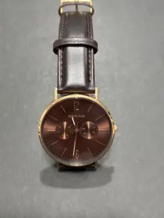 BERING 腕時計 ブラウン ゴールド レザーベルトのサムネイル