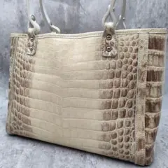 美品 ヒマラヤクロコダイルレザー 白 トートバッグ A4収納 JRA