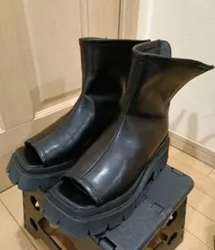 JEANASIS オープントゥ ブラック 厚底ブーツ