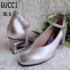 ◾︎希少◾︎ GUCCI GG マーモント ビジュー ハイヒール シルバー 35.5
