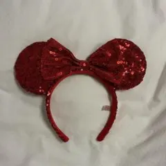 ディズニーリゾート ミニー カチューシャ スパンコール 赤