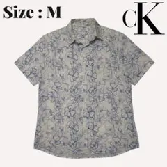 Calvin Klein 半袖シャツ 花柄 ホワイト×ブルー Mのサムネイル