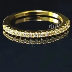 ゴールド ハーフエタニティ リング モアサナイト 18金コーティング サイズ色々のサムネイル