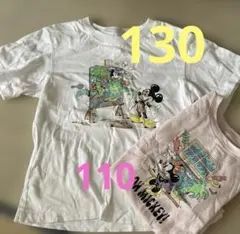ミッキー ミニーTシャツ 2枚セット ホワイト・ピンク　ディズニー130 110