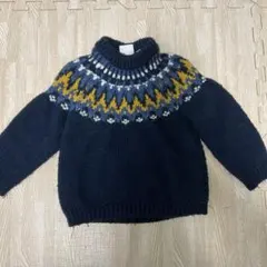 ノルディック柄 セーター 2-4歳 ネイビー
