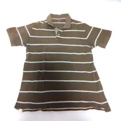 90'sユニクロブラウン ストライプ ポロシャツX Lサイズ