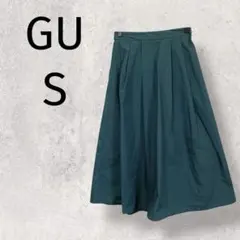 GU◆フレアスカート/グリーン/S/膝下丈/ウエストゴム/1887