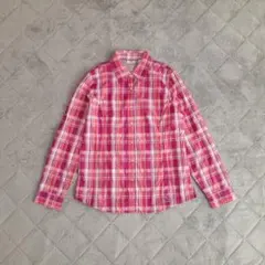 美品！　エルエルビーン　長袖　チェックシャツ　ピンク　速乾性　ナイロン