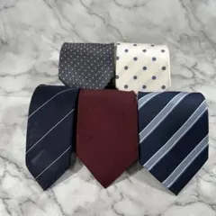 ネクタイ5本セット　ストライプ　ドット　チェック柄