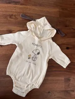 PEANUTS スヌーピー フード付きロンパース 80cm