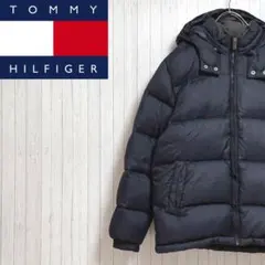 トミーヒルフィガー　ダウンジャケット　刺繍ロゴ　ネイビー　ジップアップ　肉厚