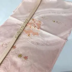 602mjf32■帯揚げ帯締めセット 刺繍 金彩ベビーピンク 入学式■美品